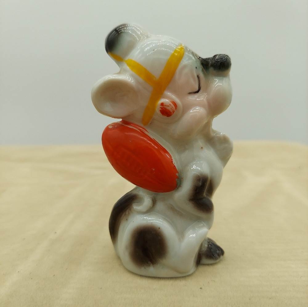 Football Vintage Doggy Figurine Puppy Dog  Made In Japan